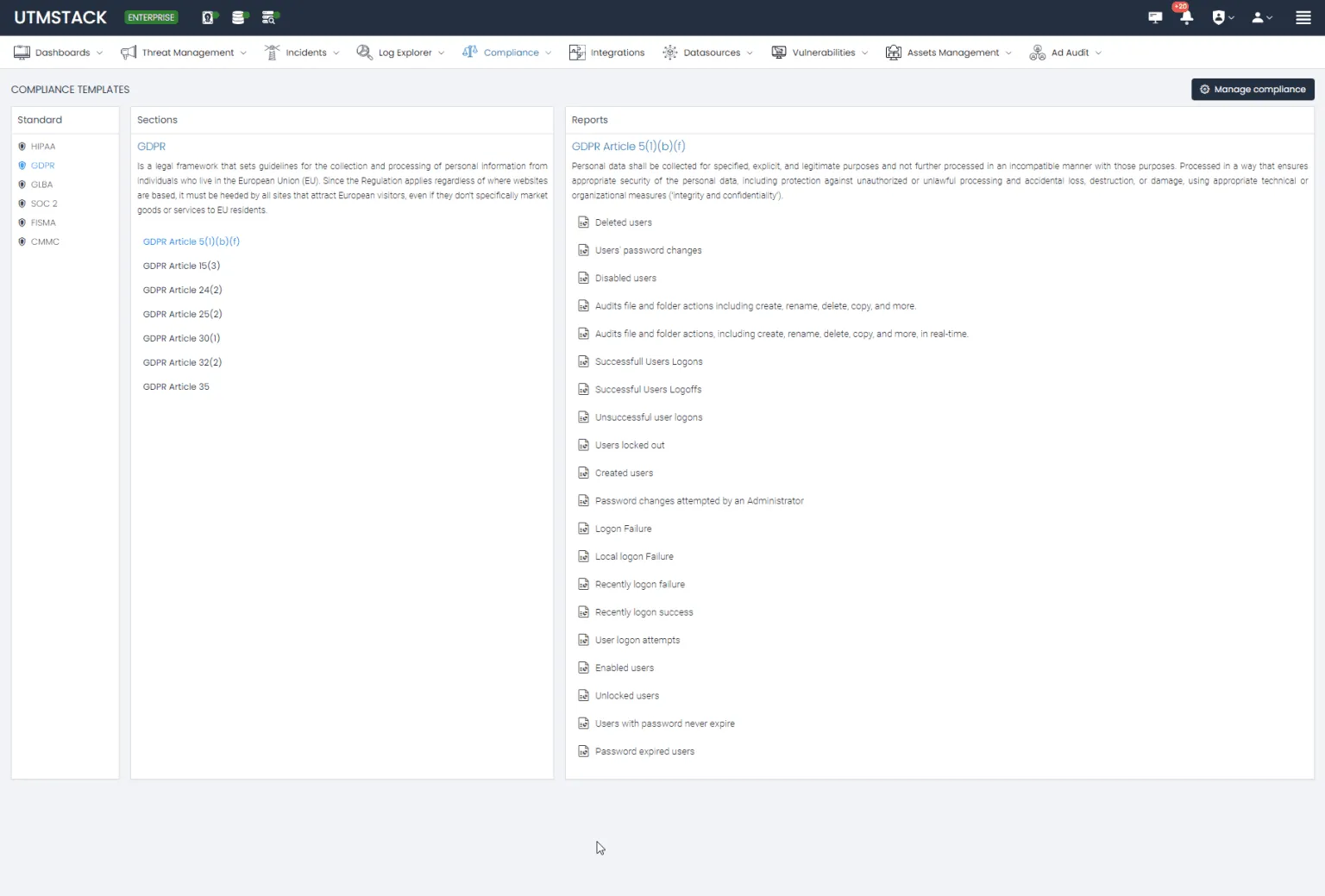 HIPAA, GLBA, PCI, SOC2 and GDPR Compliance